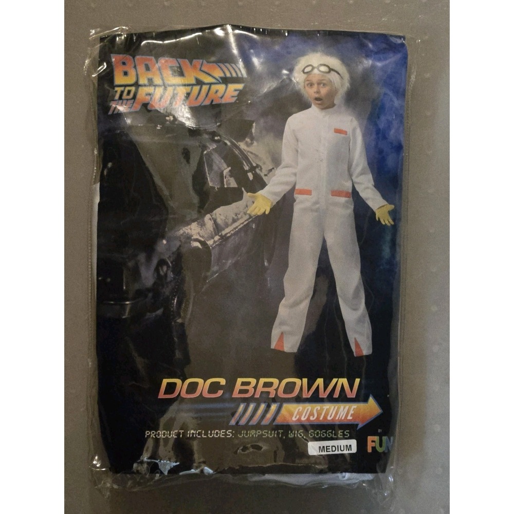 Back to the Future Child Doc Brown Costume‎ Kids Size Medium Complete BTTF Movie